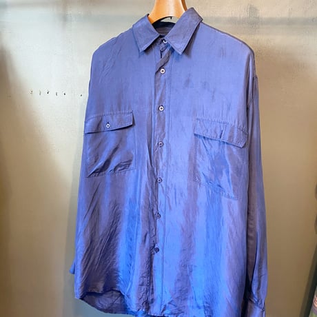 long sleeve big silk shirts "blue"