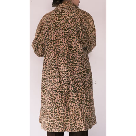 leopard leather coat / made in USA