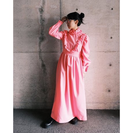 70s pink frill dress