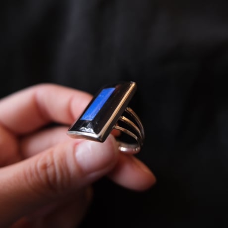 inlay square ring / lapis lazuli "Harlan & Monica Coonsis"