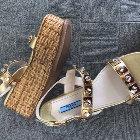 PRADA / platform gold  sandals