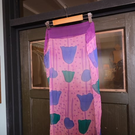 tulip (?) long scarf / made in France
