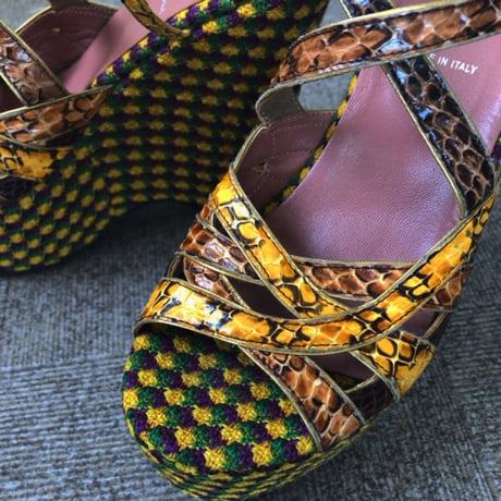 miumiu / python × wool textile  sandals