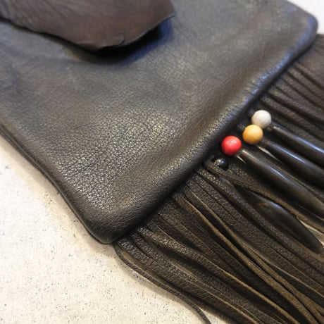 leather shoulder bag with fringe
