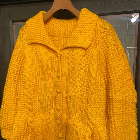 yellow cable knit cardigan