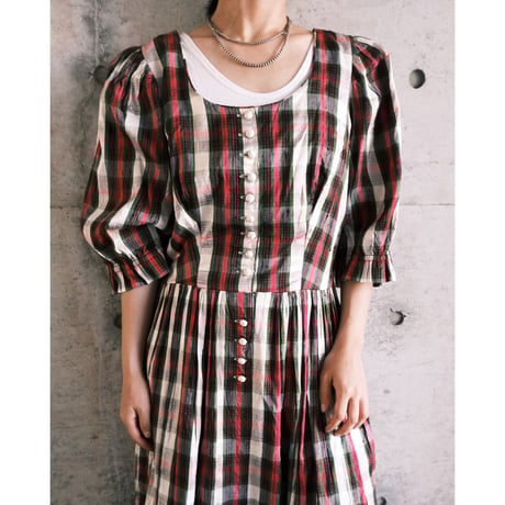 Tyrol dress "pink × check"
