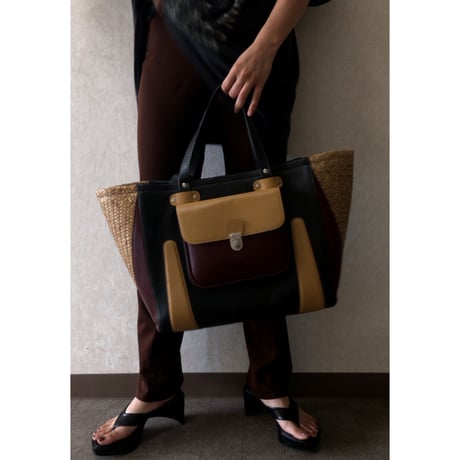 carven / leather × paper  basket  bag