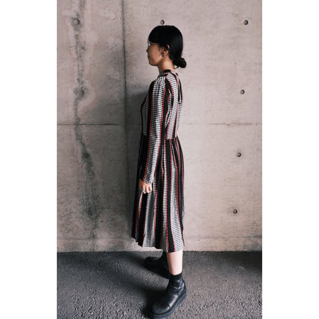 60s ~70s vintage gingham check dress