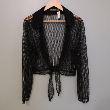 mesh cardigan with collar