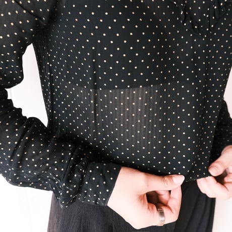 see-through dot frill blouse