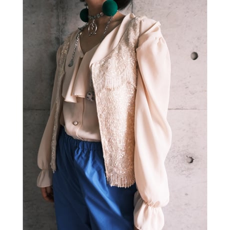 〜60s vintage beads embroidery knit vest