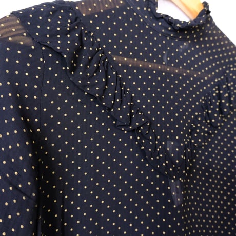 see-through dot frill blouse
