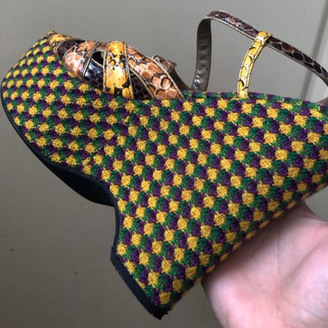 miumiu / python × wool textile  sandals