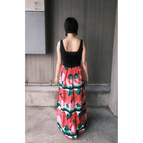 60s vintage / heavy linen flower dress