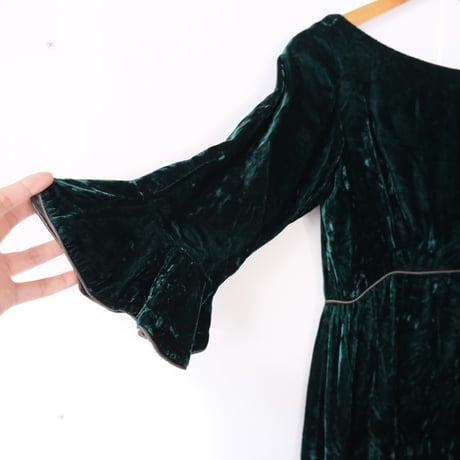 〜70s velours dress / green