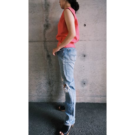 60-70s back button linen tops