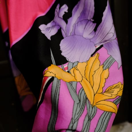 70s vintage flower print poly dress