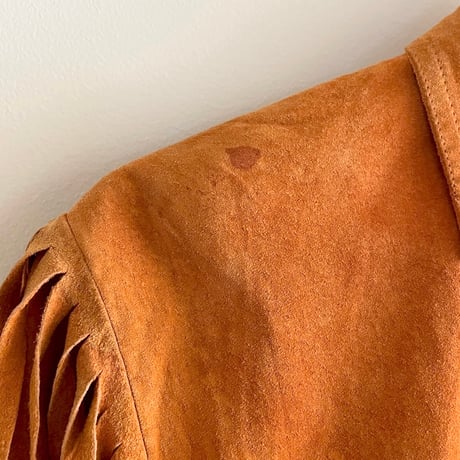 camel leather jacket with fringe