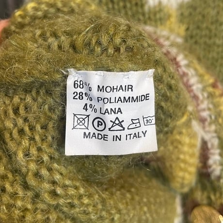 "argyle" mohair hooded knit / made in Italy