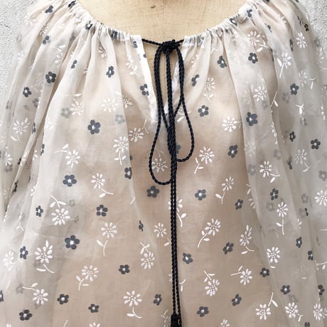 vtg yves saint laurent / flower paint silk organdie blouse