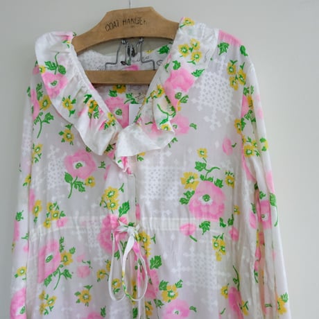 〜70's flower print frill dress