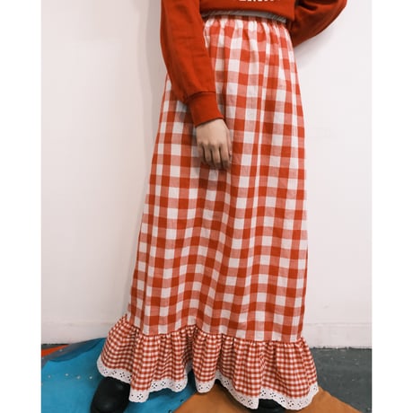 〜70s gingham check skirt