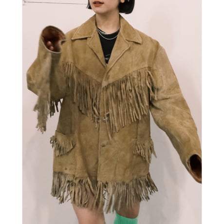 〜70s leather jacket with fringe