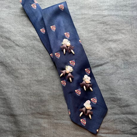 "繕う" collaboration beads embroidery necktie "navy"