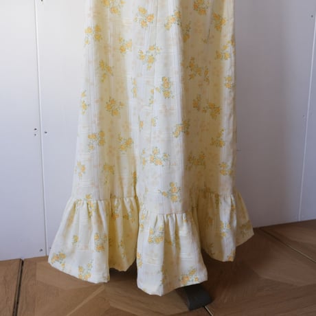 70's vintage / flower dress / yellow