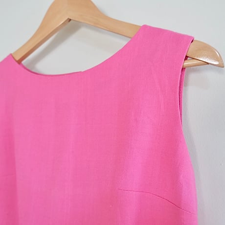 60-70s back button linen tops