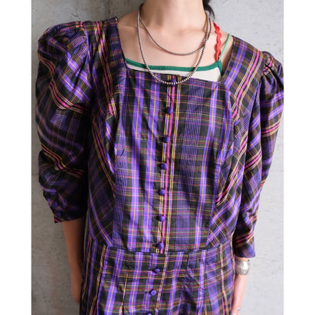 tyrol dress "check × purple"