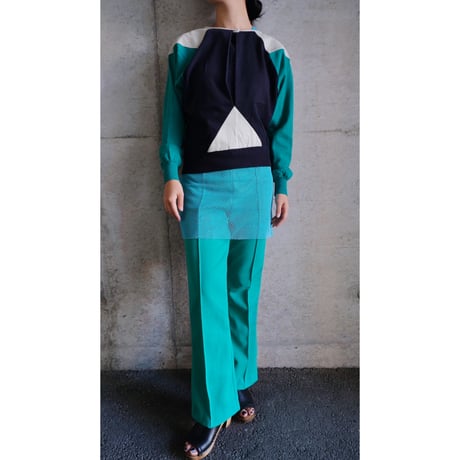 LANA VERGINE wool × “△” leather tops