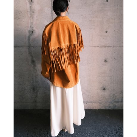 camel leather jacket with fringe
