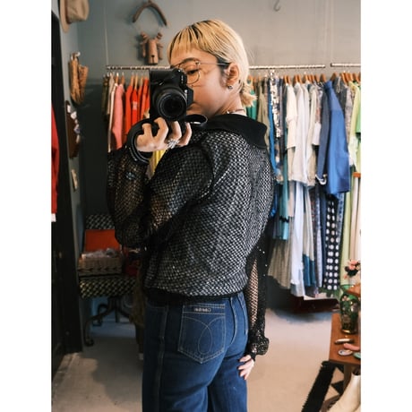 mesh cardigan with collar