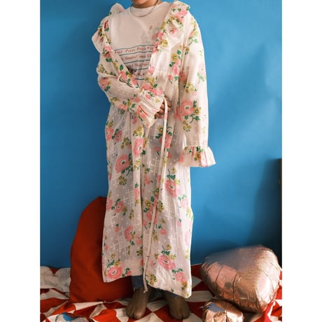 〜70's flower print frill dress