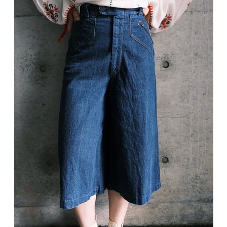 70s gaucho denim pants