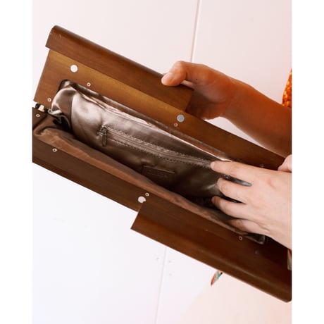 Wood Frame Clutch Bag