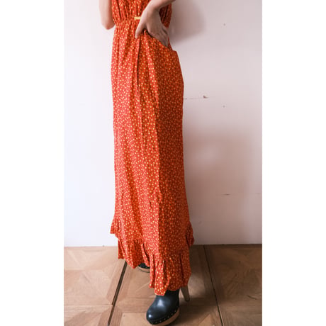 hand made dress “red×yellow flower”