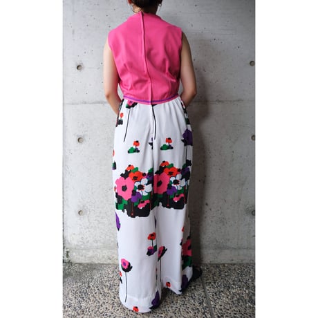 70s no-sleeve dress “pink×flower“