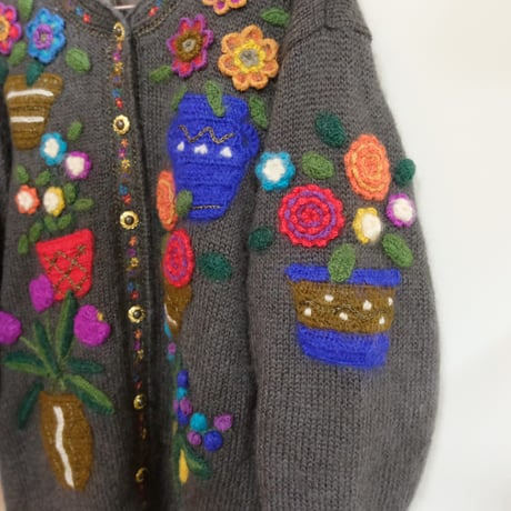 3D flower knit cardigan