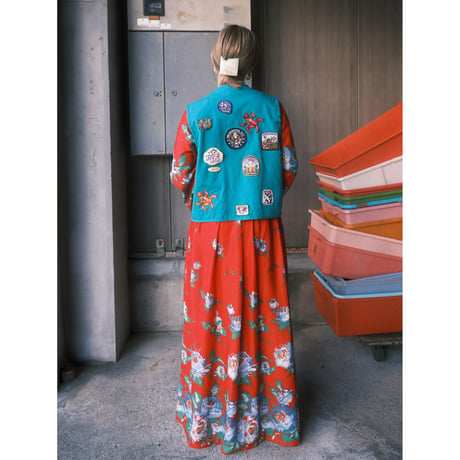 〜70s bellsleeve flower dress