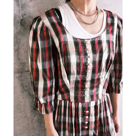 Tyrol dress "pink × check"