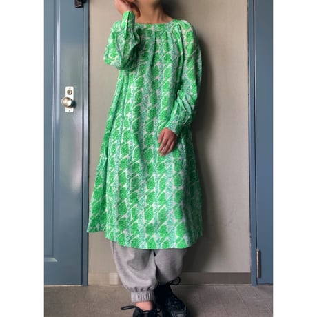 japan vintage / green mini dress