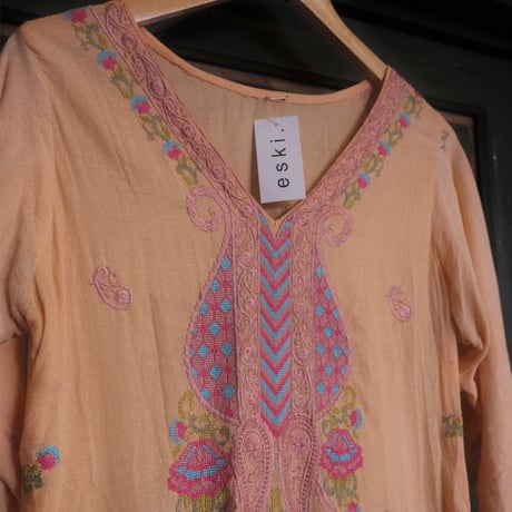 embroidery dress / salmon pink