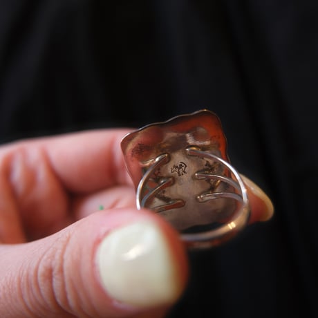 navajo / silver frame turquoise ring