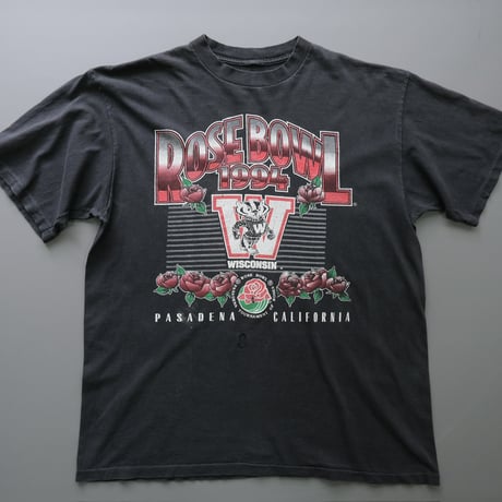 90's old print tee / black