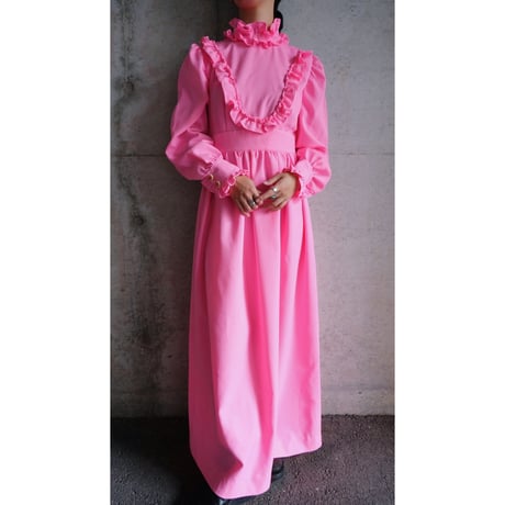 70s pink frill dress