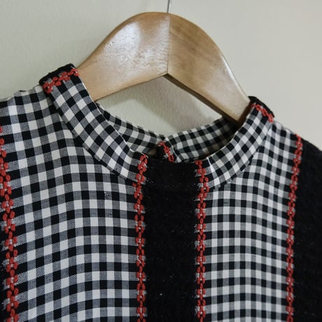 60s ~70s vintage gingham check dress