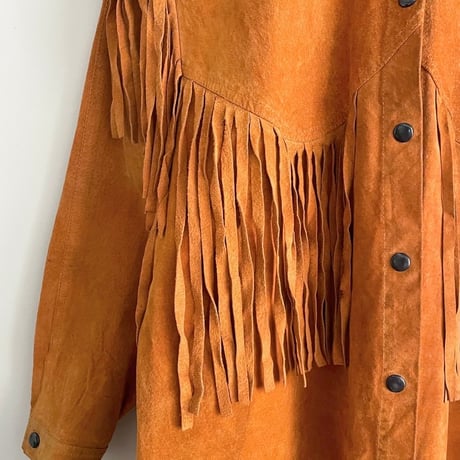 camel leather jacket with fringe