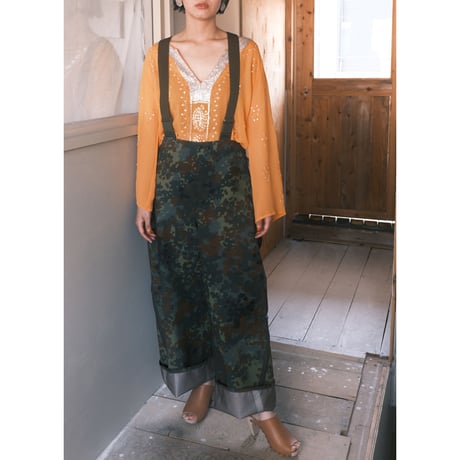 see-through embroidery blouse/orange